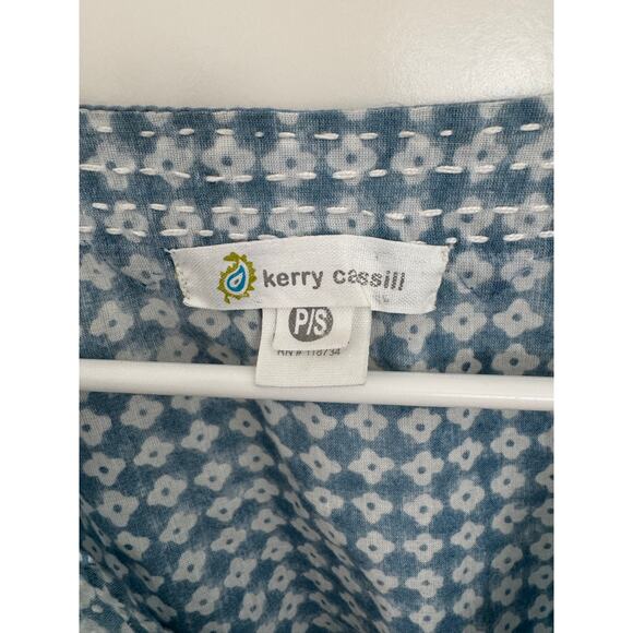 Kerry Cassill Lightweight Floral Tunic Blue White Small - Picture 5 of 5